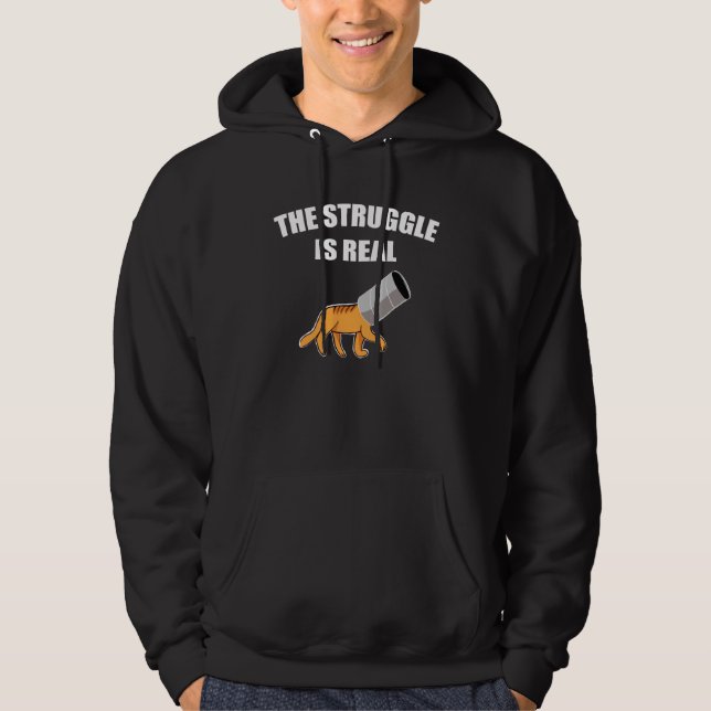 The Struggle Is Real Cat Toilet Paper Roll Hoodie (Front)