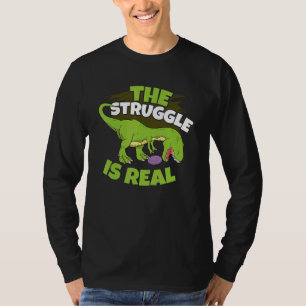 The Struggle Is Real Dino Ultimate Frisbee Golfer T-Shirt