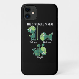 The Struggle is Real Funny Dinosaur T-Rex Gym iPhone 11 Case