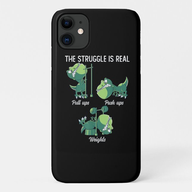 The Struggle is Real Funny Dinosaur T-Rex Gym Case-Mate iPhone Case (Back)