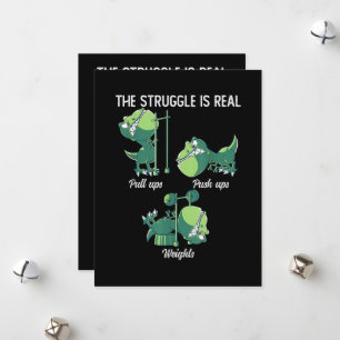 The Struggle is Real Funny Dinosaur T-Rex Gym Holiday Card
