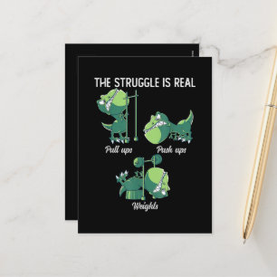 The Struggle is Real Funny Dinosaur T-Rex Gym Holiday Postcard