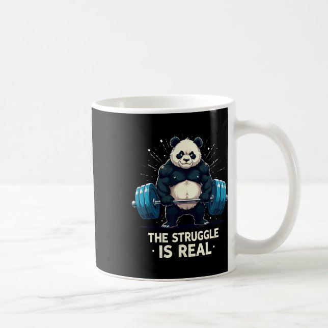 The Struggle Is Real Funny Gym Panda Workout Motiv Coffee Mug (Right)