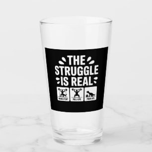 The struggle is Real Funny T-Rex Gym Workout Glass