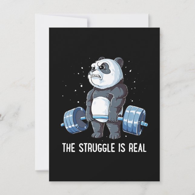 The Struggle is Real Panda Weightlifting Invitation (Front)