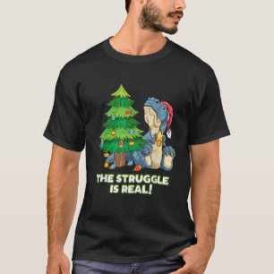 The struggle is real T Rex Christmas tree Santa sw T-Shirt