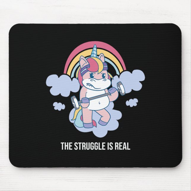 The Struggle Is Real Woman Girls Gym Workout Power Mouse Mat (Front)