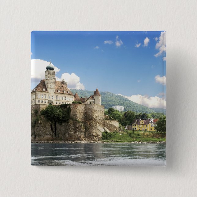 The stunning Schonbuhel Castle sits above the 15 Cm Square Badge (Front)