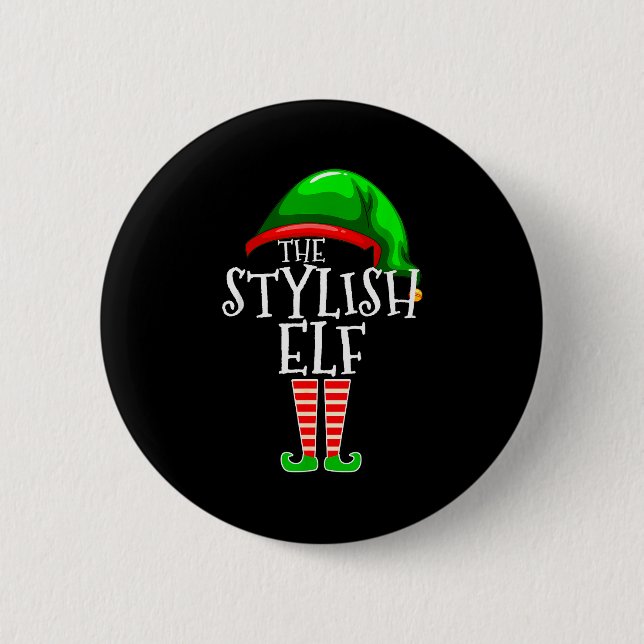 The Stylish Elf Group Matching Family Christmas  6 Cm Round Badge (Front)