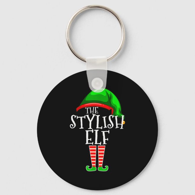 The Stylish Elf Group Matching Family Christmas  Key Ring (Front)