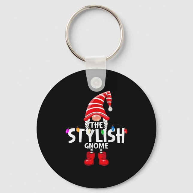The Stylish Gnome Christmas Matching Pajama  Key Ring (Front)