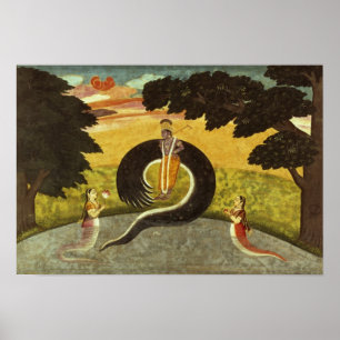 The submission of Kaliya, Basohli, Pahari Poster