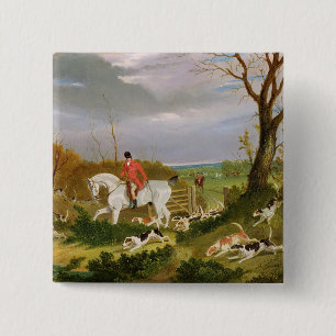 The Suffolk Hunt - Going to Cover near Herringswel 15 Cm Square Badge
