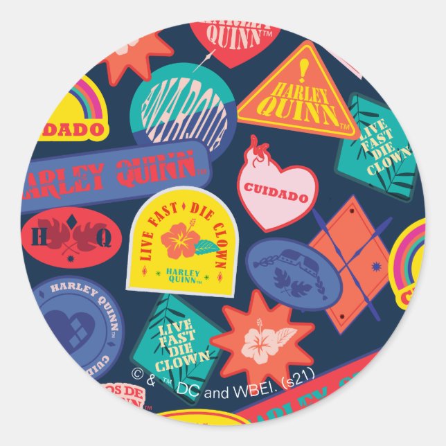 The Suicide Squad | Harley Quinn Badge Pattern Classic Round Sticker (Front)