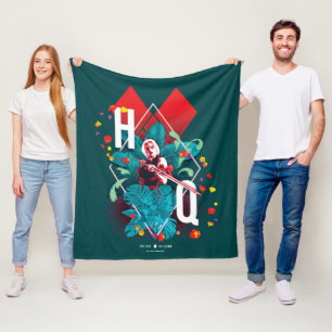 The Suicide Squad   Harley Quinn Floral Diamond Fleece Blanket