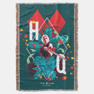 The Suicide Squad   Harley Quinn Floral Diamond Throw Blanket