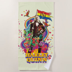 The Suicide Squad Harley Quinn Flowers & Rainbow Beach Towel