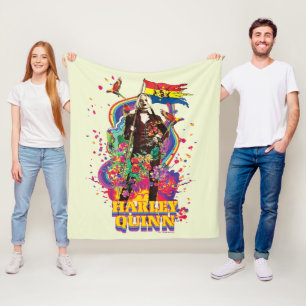 The Suicide Squad   Harley Quinn Flowers & Rainbow Fleece Blanket