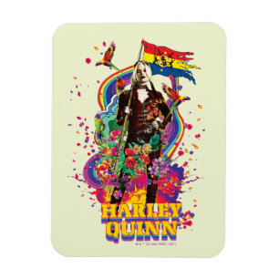 The Suicide Squad Harley Quinn Flowers & Rainbow Magnet