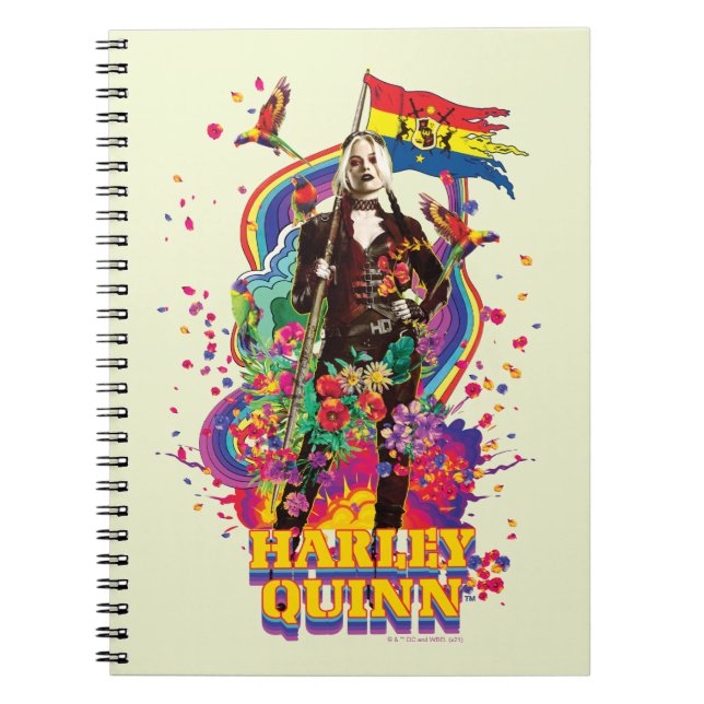 The Suicide Squad | Harley Quinn Flowers & Rainbow Notebook (Front)