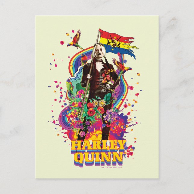 The Suicide Squad | Harley Quinn Flowers & Rainbow Postcard (Front)