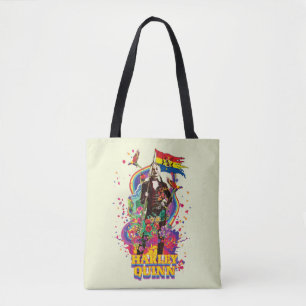 The Suicide Squad Harley Quinn Flowers & Rainbow Tote Bag