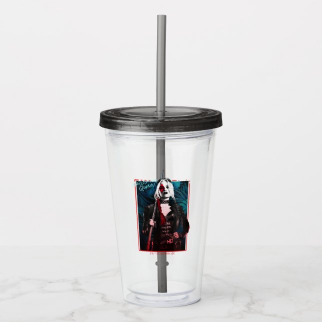 The Suicide Squad | Harley Quinn & Green Ferns Acrylic Tumbler (Front)