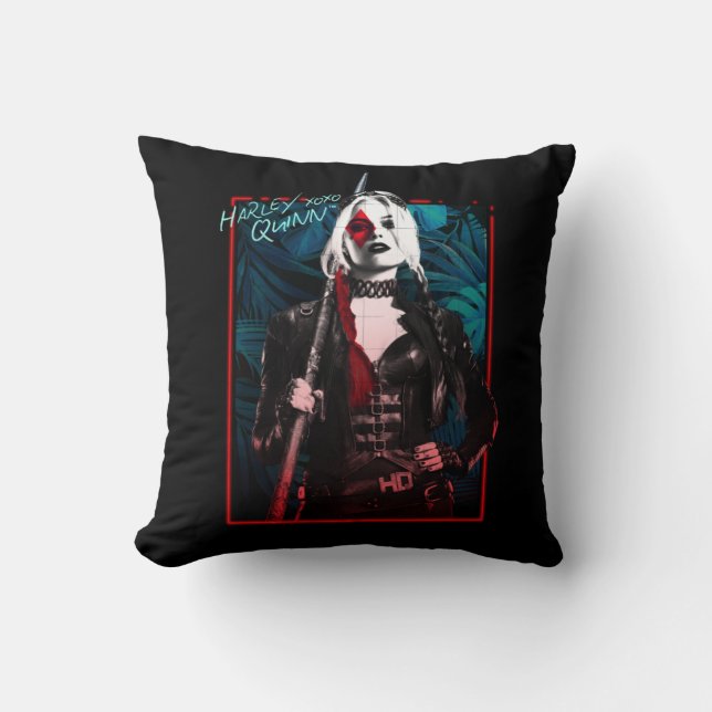 The Suicide Squad | Harley Quinn & Green Ferns Cushion (Front)