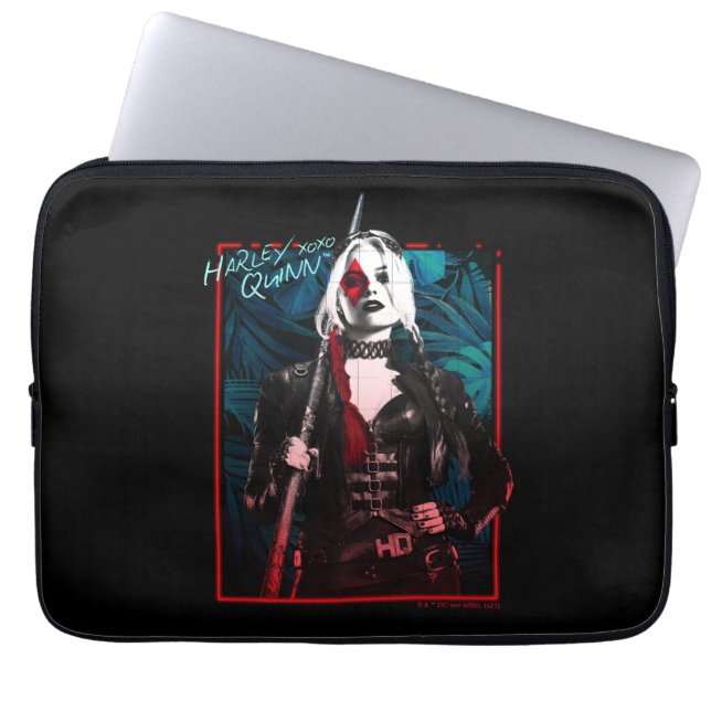 The Suicide Squad | Harley Quinn & Green Ferns Laptop Sleeve (Front)