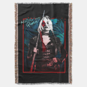 The Suicide Squad   Harley Quinn & Green Ferns Throw Blanket
