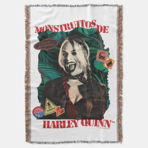 The Suicide Squad   Harley Quinn Winking Throw Blanket