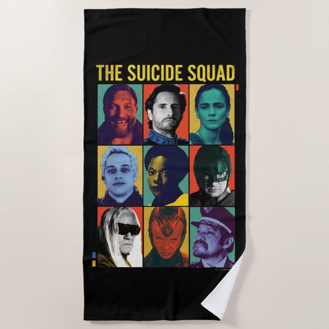 The Suicide Squad | Retro Grid With Amanda Waller Beach Towel (Front)