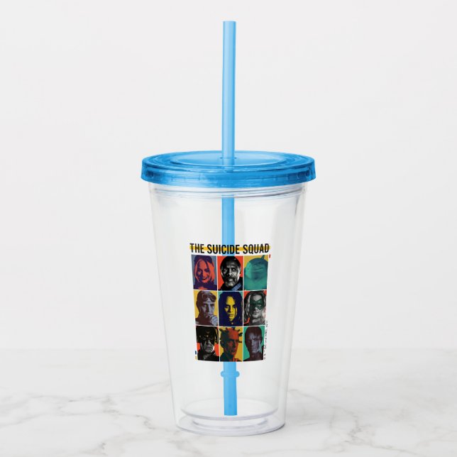 The Suicide Squad | Retro Grid With Harley Quinn Acrylic Tumbler (Front)
