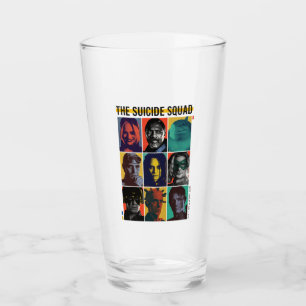 The Suicide Squad Retro Grid With Harley Quinn Glass