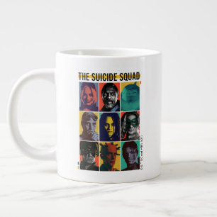 The Suicide Squad   Retro Grid With Harley Quinn Large Coffee Mug