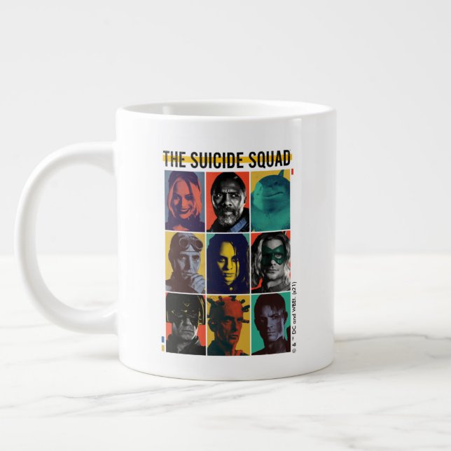The Suicide Squad | Retro Grid With Harley Quinn Large Coffee Mug (Left)