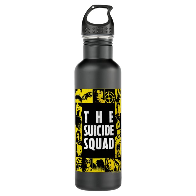 The Suicide Squad | Yellow & Black Icon Blocks 710 Ml Water Bottle (Front)