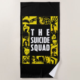 The Suicide Squad   Yellow & Black Icon Blocks Beach Towel