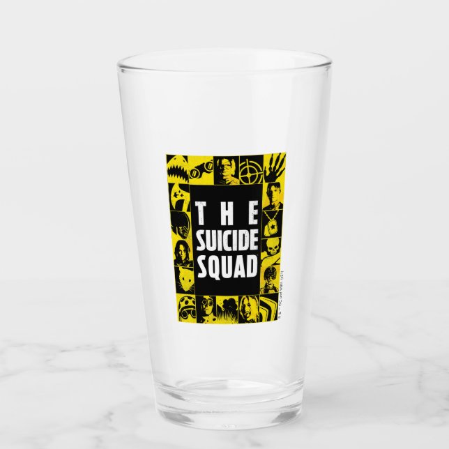 The Suicide Squad | Yellow & Black Icon Blocks Glass (Front)