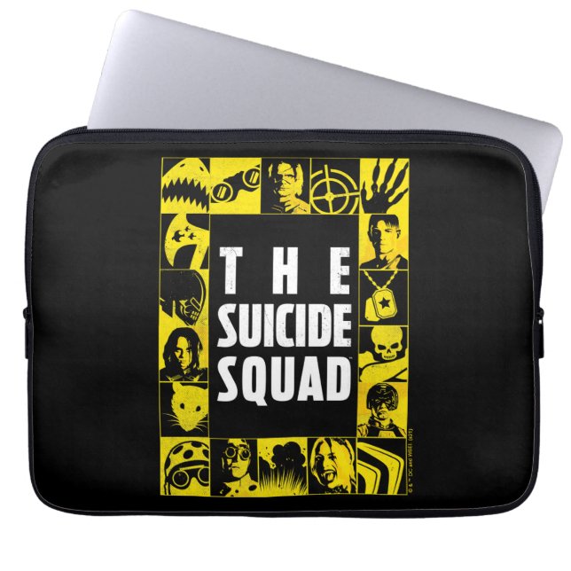 The Suicide Squad | Yellow & Black Icon Blocks Laptop Sleeve (Front)