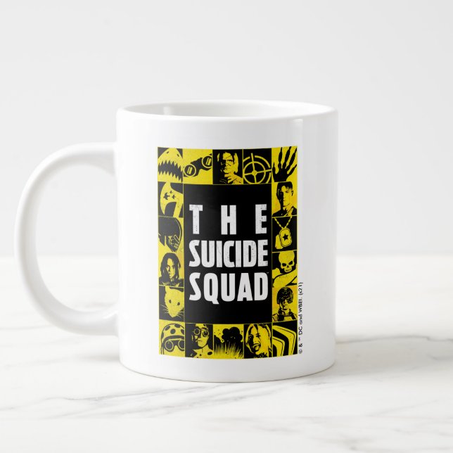 The Suicide Squad | Yellow & Black Icon Blocks Large Coffee Mug (Left)