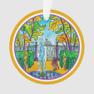 The Summer Garden, hand-drawn watercolour drawing Ornament