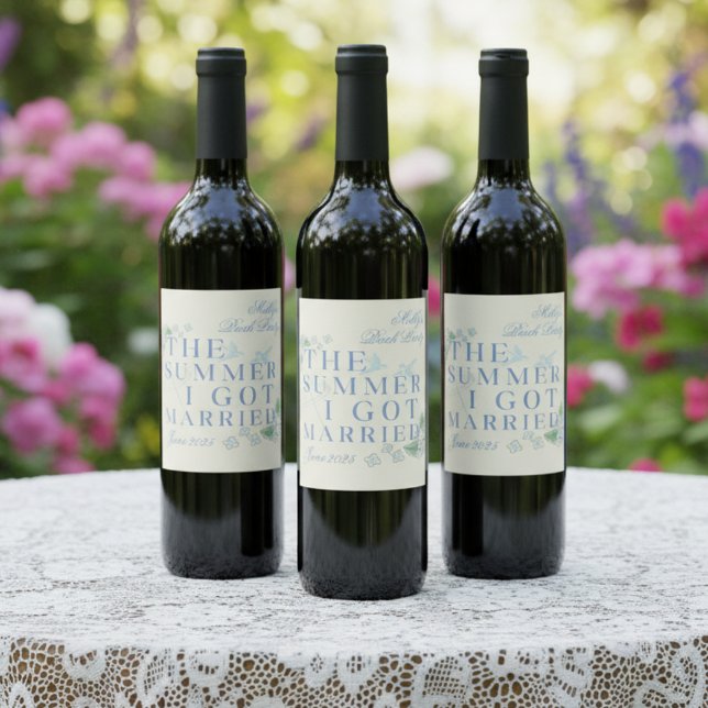 The Summer I Got Married - Coastal Bachelorette Wine Label (Capture the magic of your wedding season with “The Summer I Got Married”!)