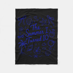 The Summer I Turned 10 Tropical Beach Birthday Fleece Blanket