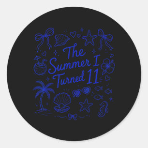 The Summer I Turned 11 Tropical Beach Birthday Classic Round Sticker
