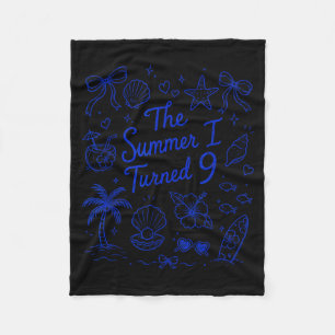 The Summer I Turned 9 Tropical Beach Birthday Fleece Blanket