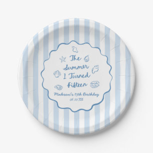 The Summer I Turned Fifteen 15th Birthday Party Paper Plate