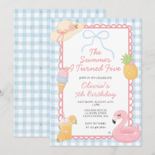 The Summer I Turned Five Coastal 5th birthday Invitation