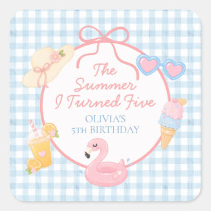 The Summer I Turned Five Coastal 5th Birthday Square Sticker
