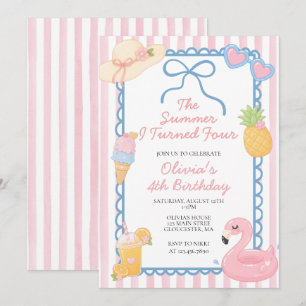 The Summer I Turned Four Coastal Beach birthday Invitation